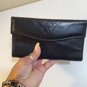 Rolfs Black Vintage Leather Wallet Purse